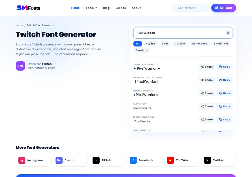 Twitch font style options: bold, italic and cursive lettering